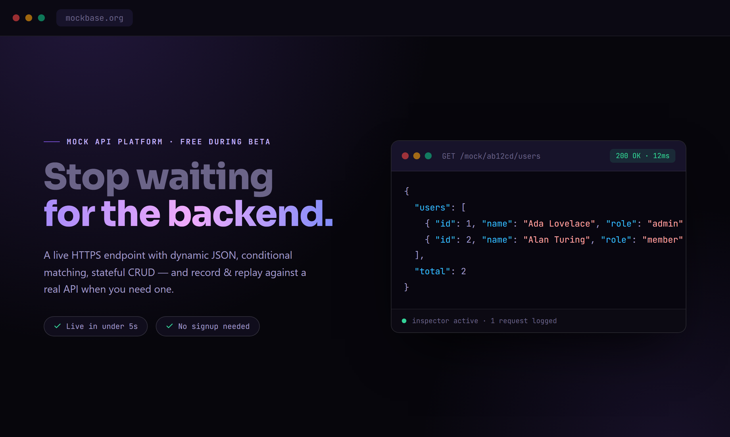 MockBase screenshot 1