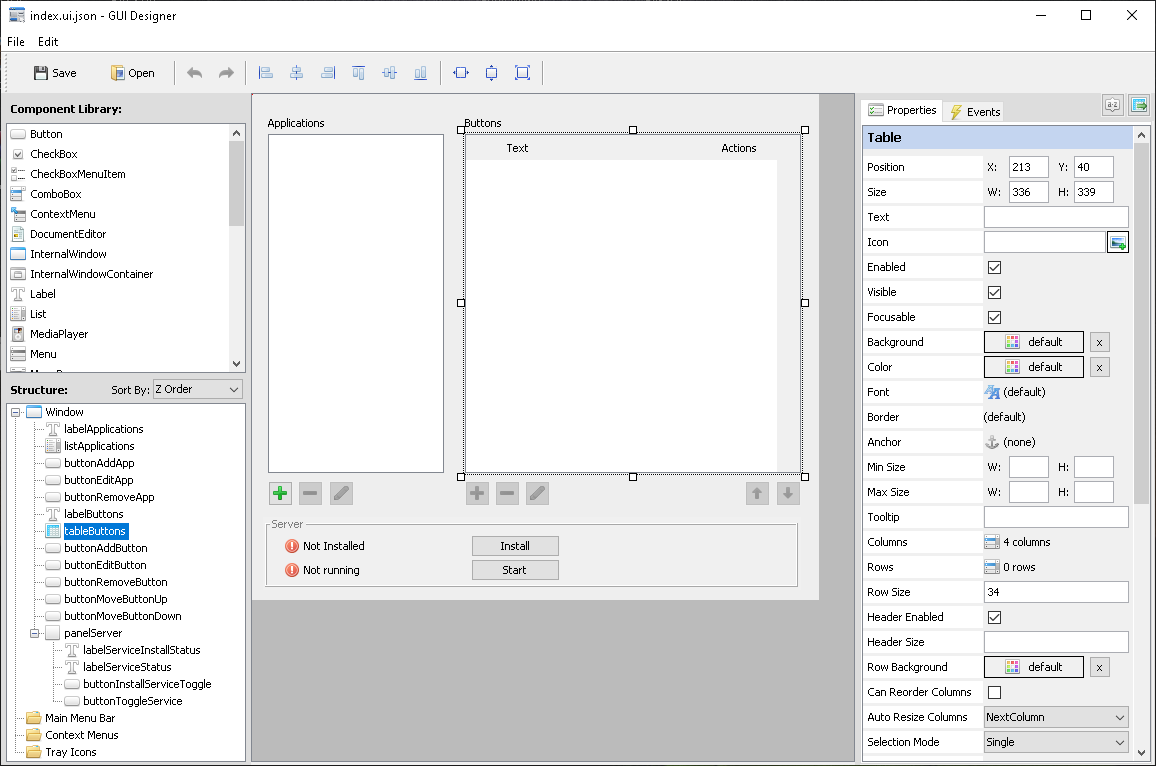 swing-ui JavaScript GUI module screenshot 1