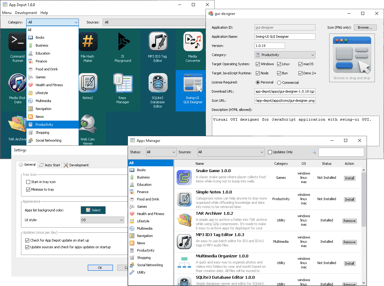 swing-ui JavaScript GUI module screenshot 2